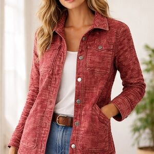 Pilcro Washed Brick Red Quilted Jacket